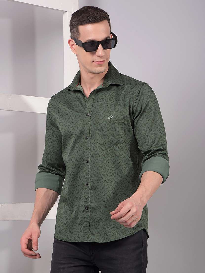 men printed long sleeve slim fit casual shirt - 21914280 - Zoom Image - 0