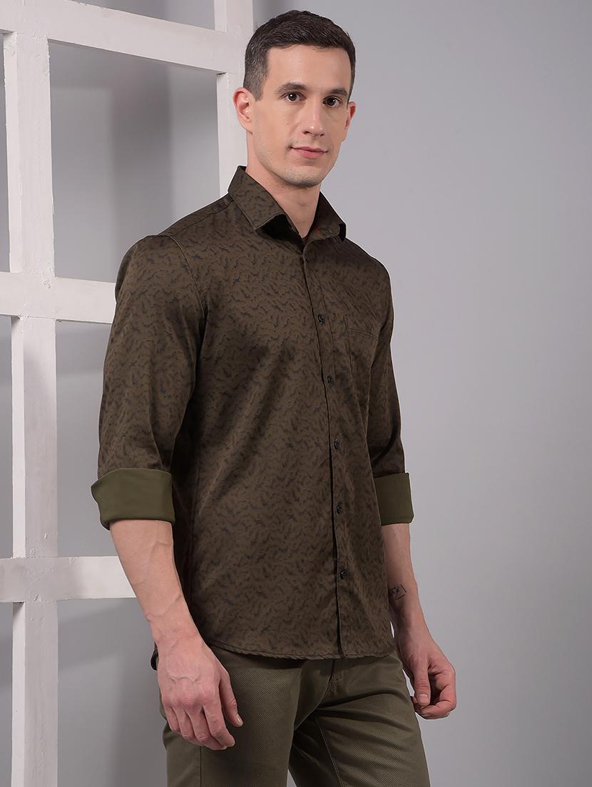 men printed long sleeve slim fit casual shirt - 21914281 - Standard Image - 2