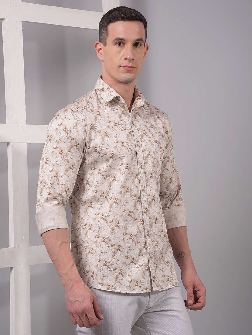men printed long sleeve slim fit casual shirt - 21914282 -  Standard Image - 2
