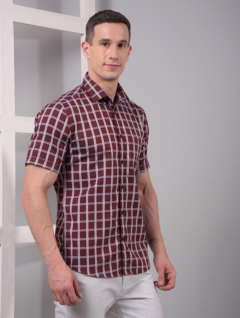men checkered short sleeve slim fit casual shirt - 21914298 - Standard Image - 2