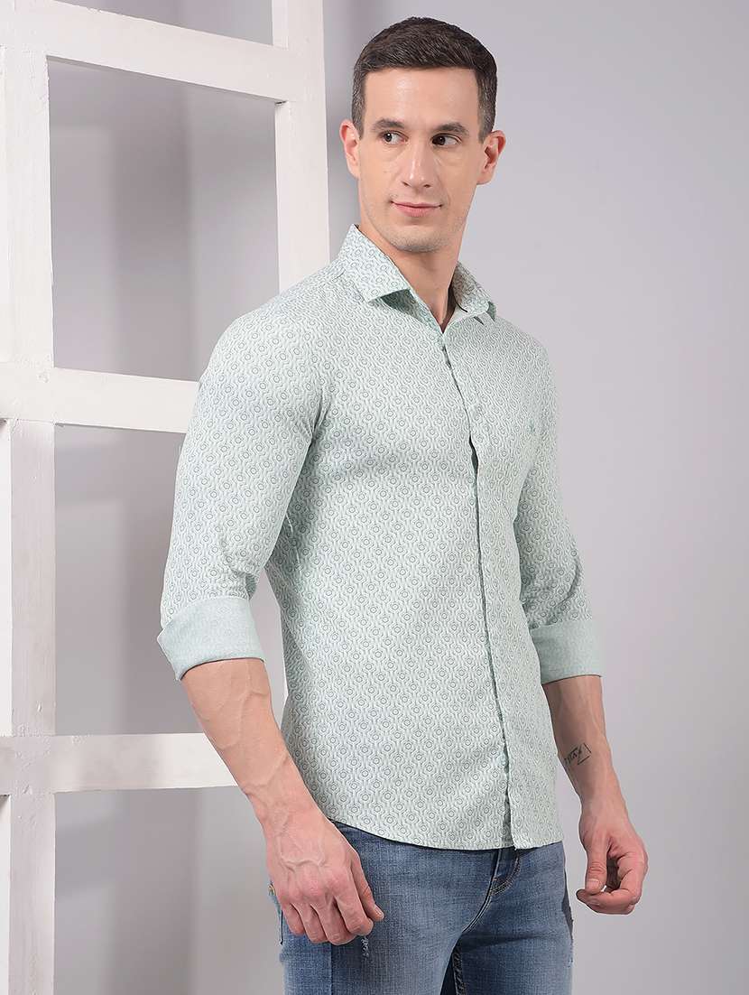 men printed long sleeve slim fit casual shirt - 21914320 - Standard Image - 2