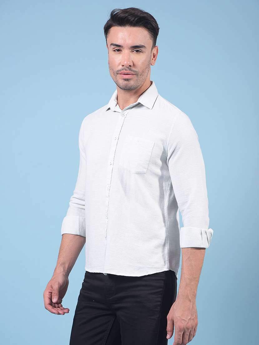 men solid long sleeve slim fit casual shirt - 21914327 - Standard Image - 2