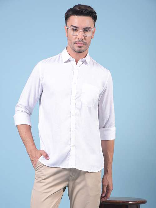 men solid long sleeve slim fit casual shirt - 21914328 - Standard Image - 0