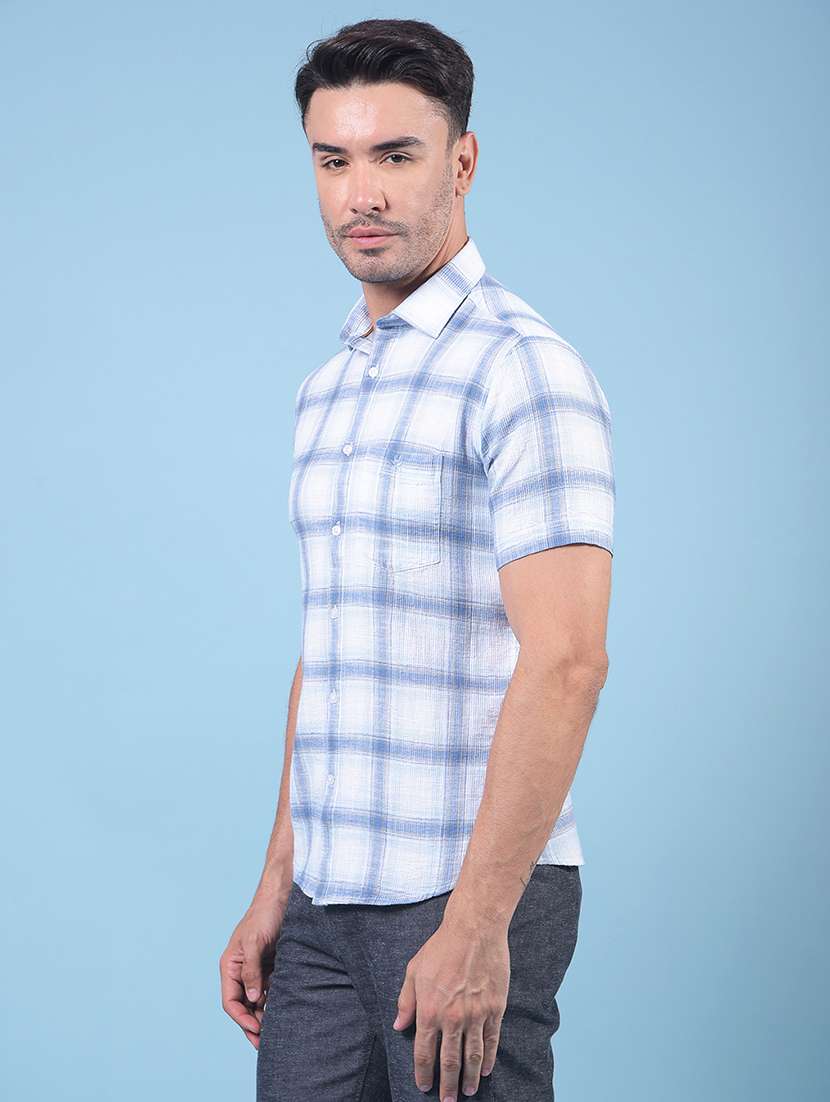 men checkered short sleeve slim fit casual shirt - 21914334 -  Standard Image - 2