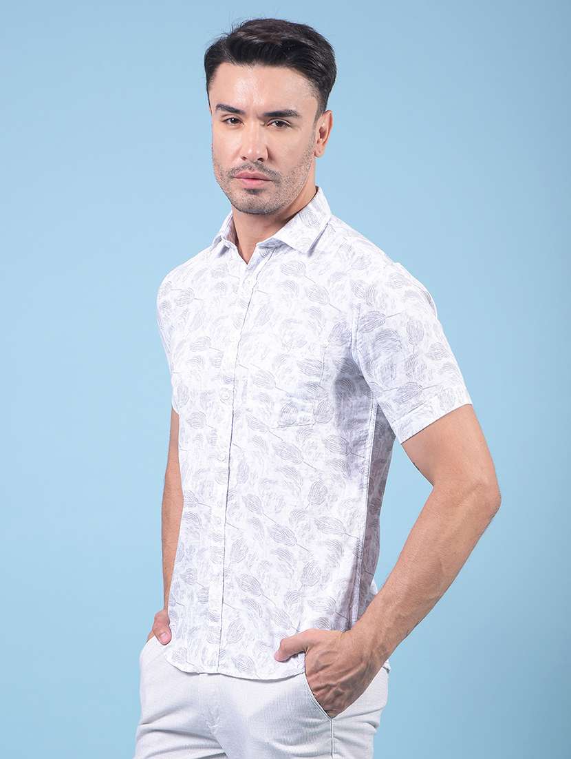 men printed short sleeve slim fit casual shirt - 21914337 - Standard Image - 2