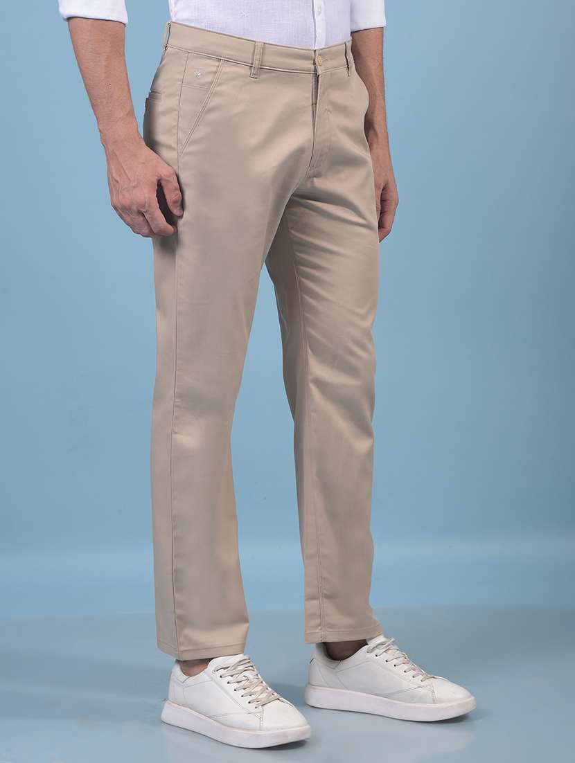 men solid mid rise flat front casual chinos - 21914370 - Standard Image - 2