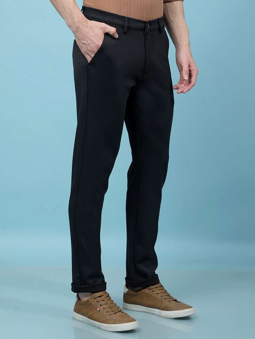 men solid mid rise flat front casual chinos - 21914374 - Standard Image - 2