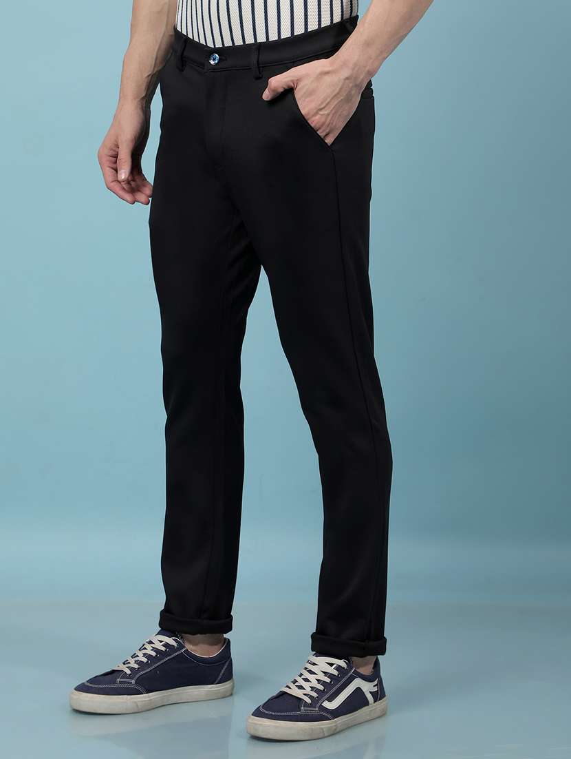 men solid mid rise flat front casual chinos - 21914375 - Standard Image - 2