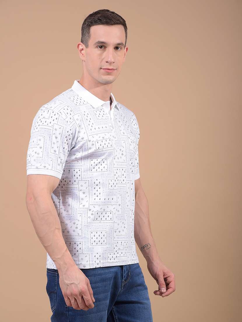 men printed short sleeve slim fit polo t-shirt - 21914414 -  Standard Image - 2