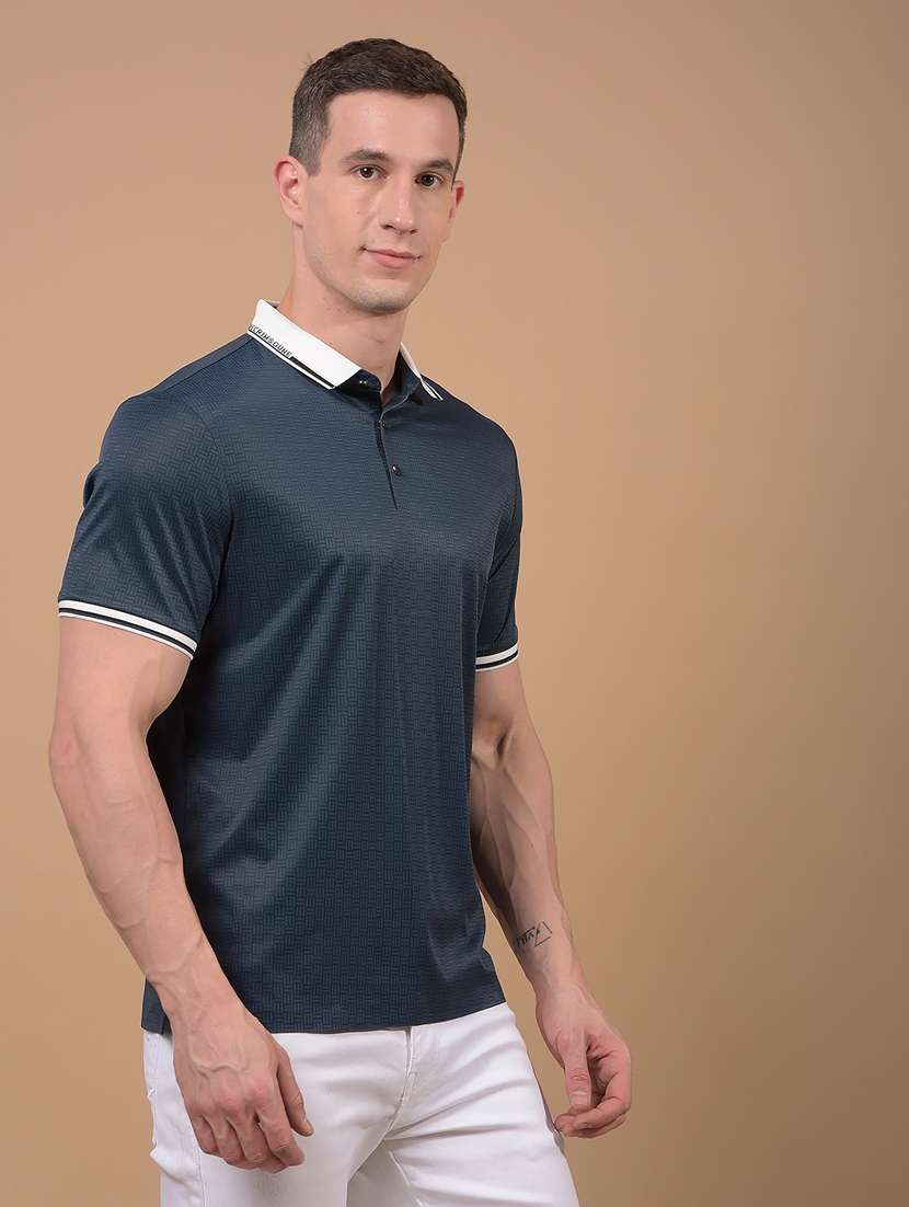 men self design short sleeve slim fit polo t-shirt - 21914419 -  Standard Image - 2
