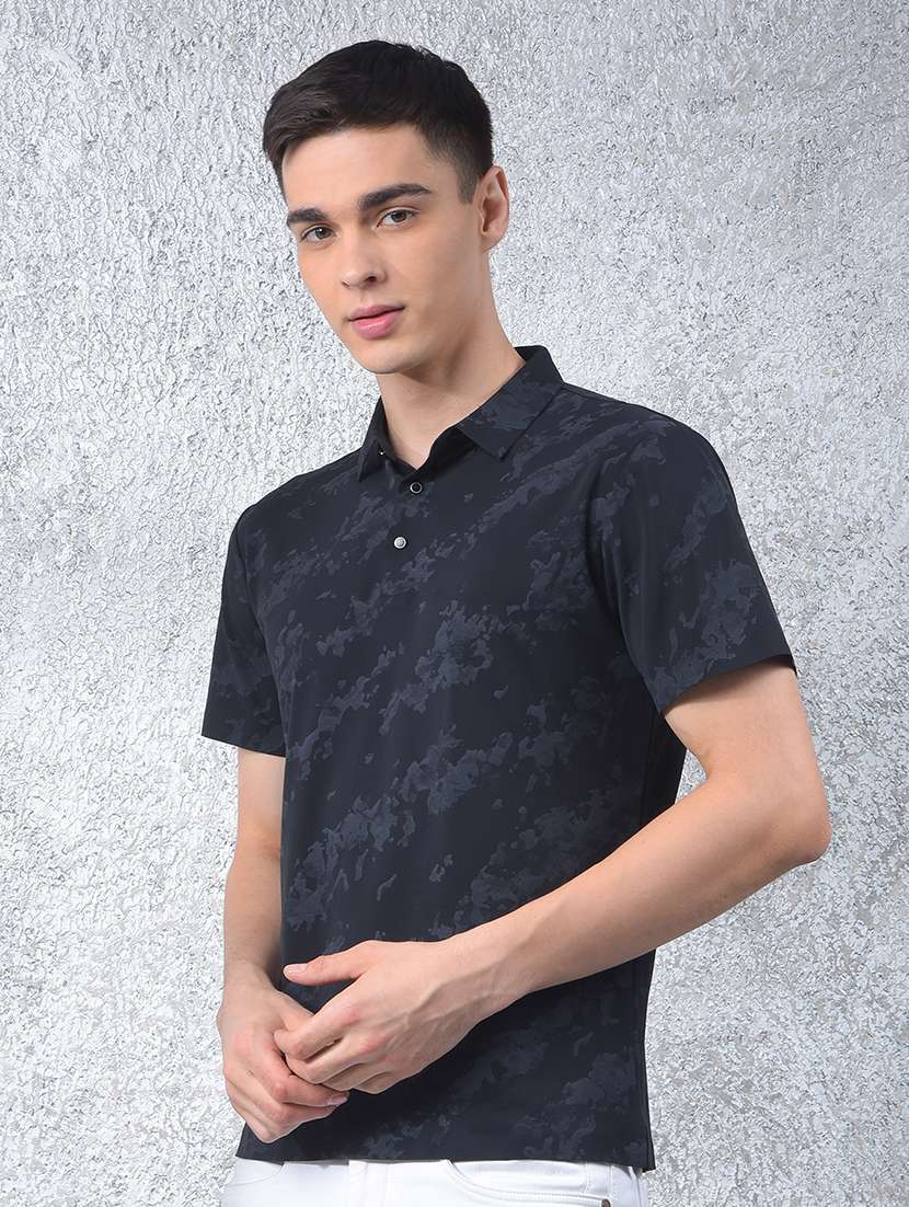 men printed short sleeve slim fit polo t-shirt - 21914430 -  Standard Image - 2