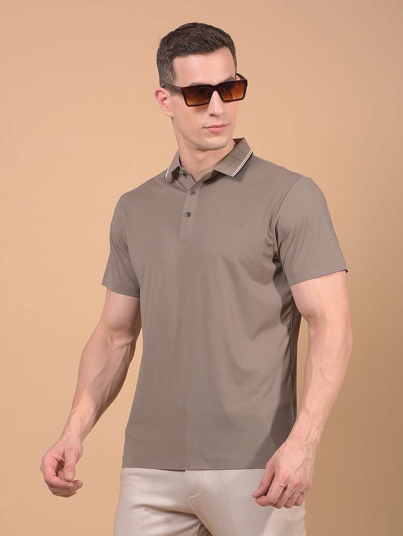 men solid short sleeve slim fit polo t-shirt