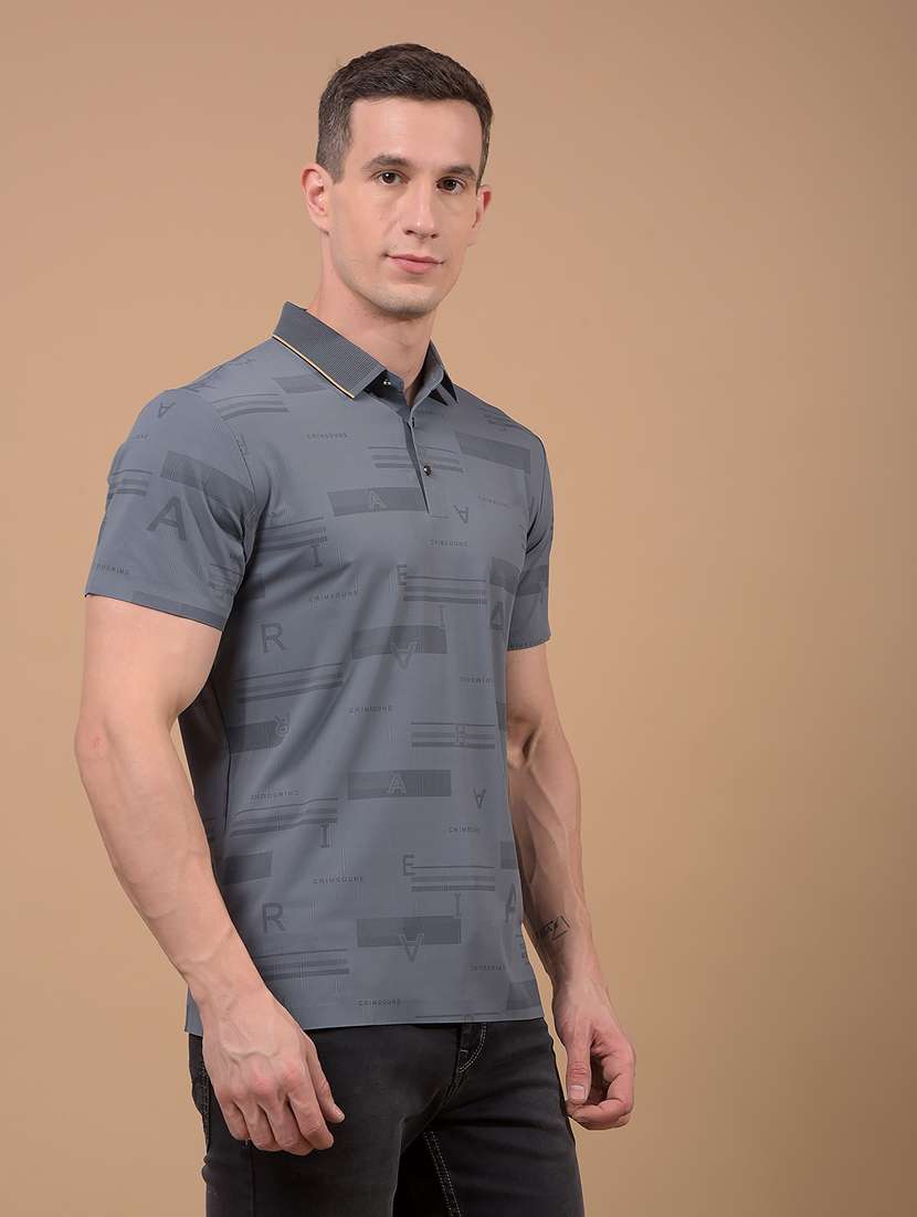 men printed short sleeve slim fit polo t-shirt - 21914433 -  Standard Image - 2