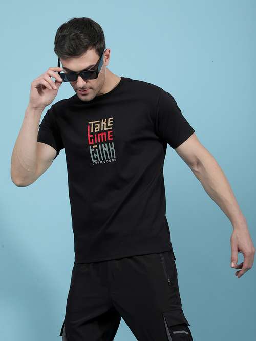 men chest print round neck regular fit t-shirt - 21914453 -  Standard Image - 0