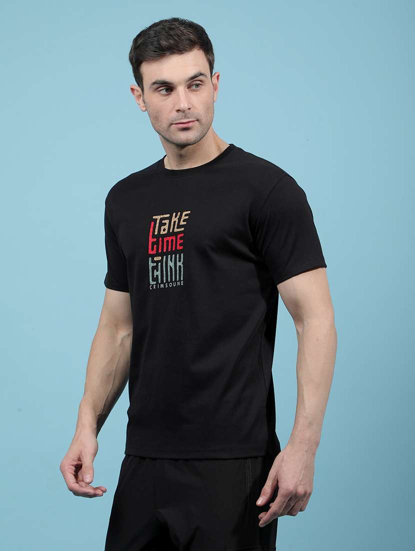 men chest print round neck regular fit t-shirt - 21914453 -  Standard Image - 2