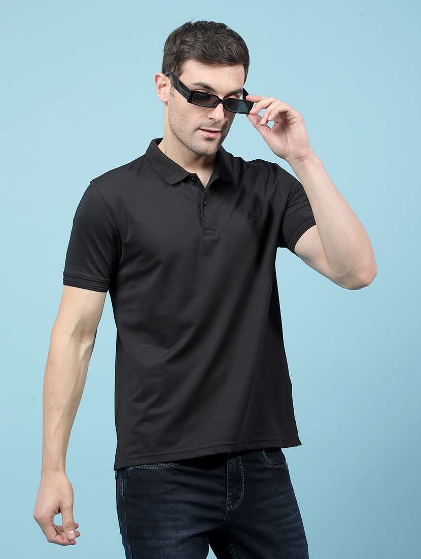 men solid short sleeve slim fit polo t-shirt