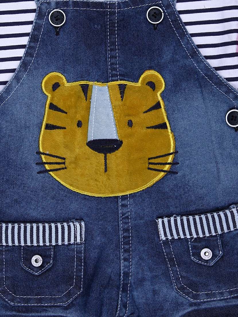 boys striped t-shirt & dungaree casual wear set - 21914979 -  Standard Image - 2