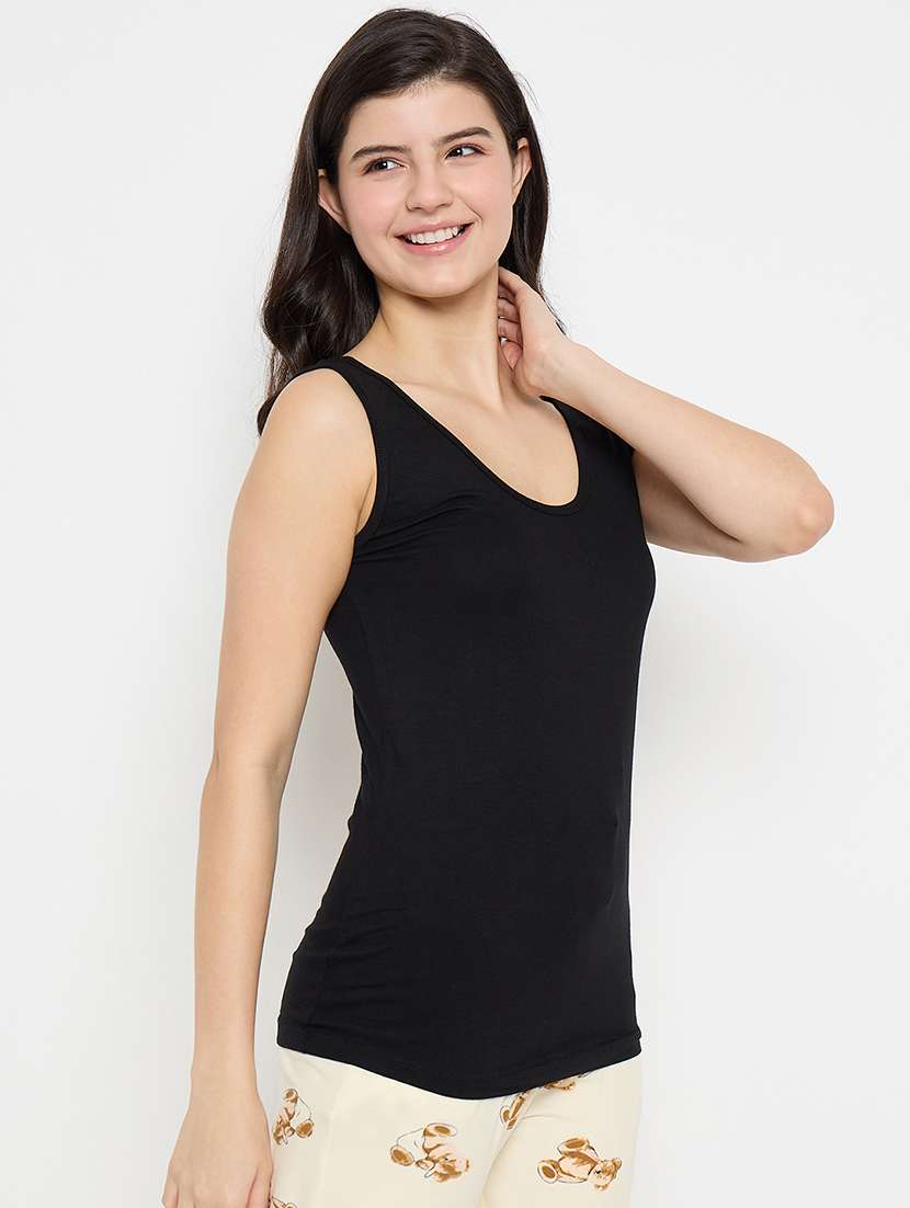 women black solid sleeveless camisole - 21915105 -  Standard Image - 2