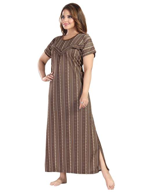women printed short sleeve maternity wear nighty