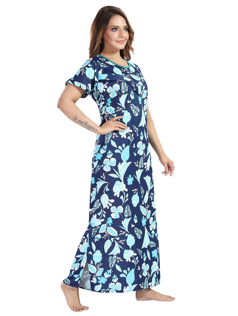 women printed short sleeve maternity wear nighty - 21915130 - Standard Image - 2
