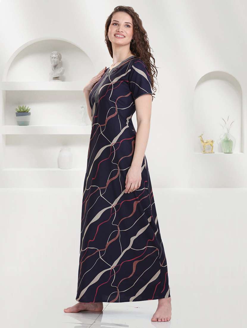 women printed short sleeves nighty - 21915372 -  Standard Image - 2