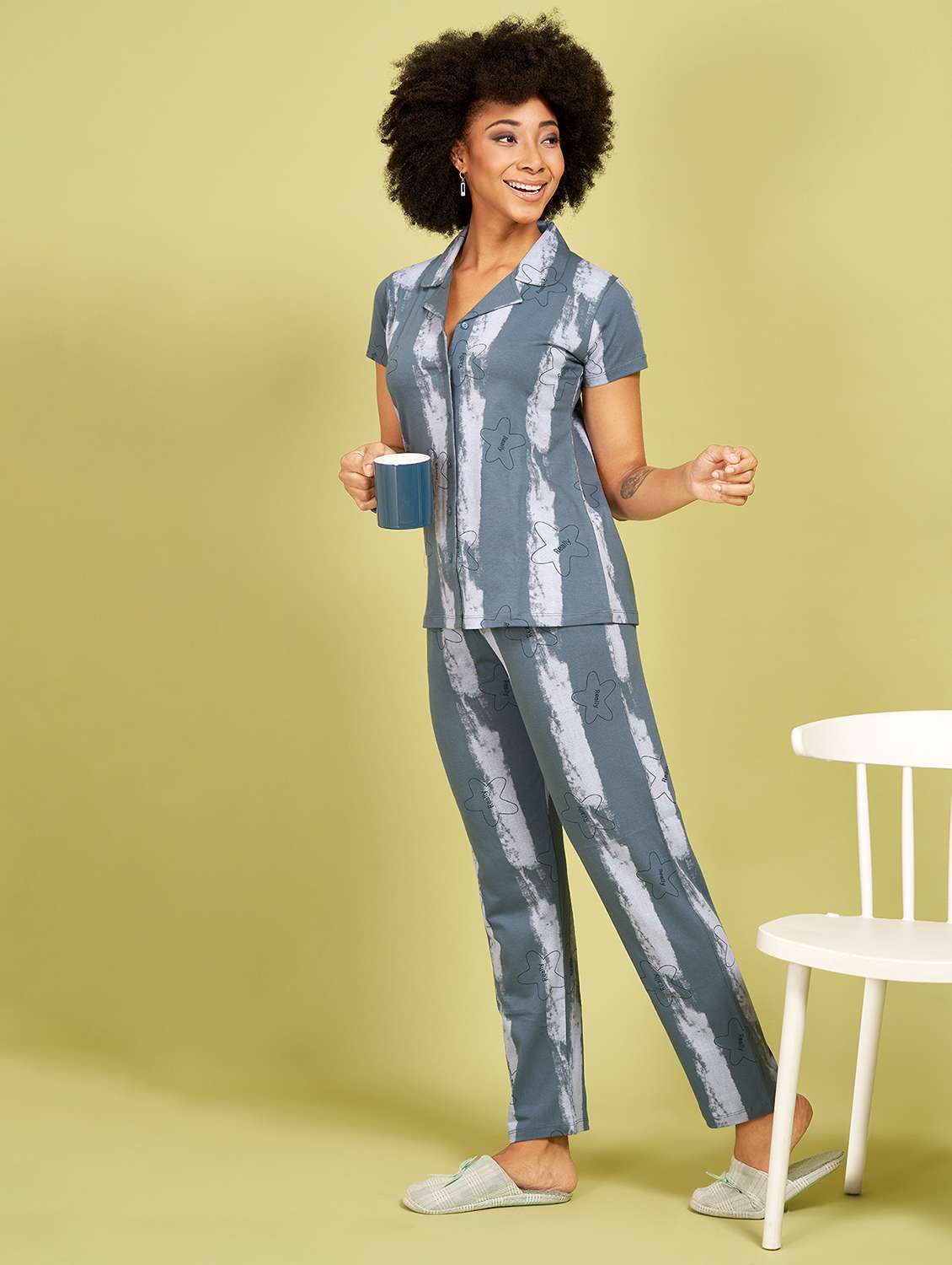 women printed nightwear pyjama set - 21915417 -  Standard Image - 2