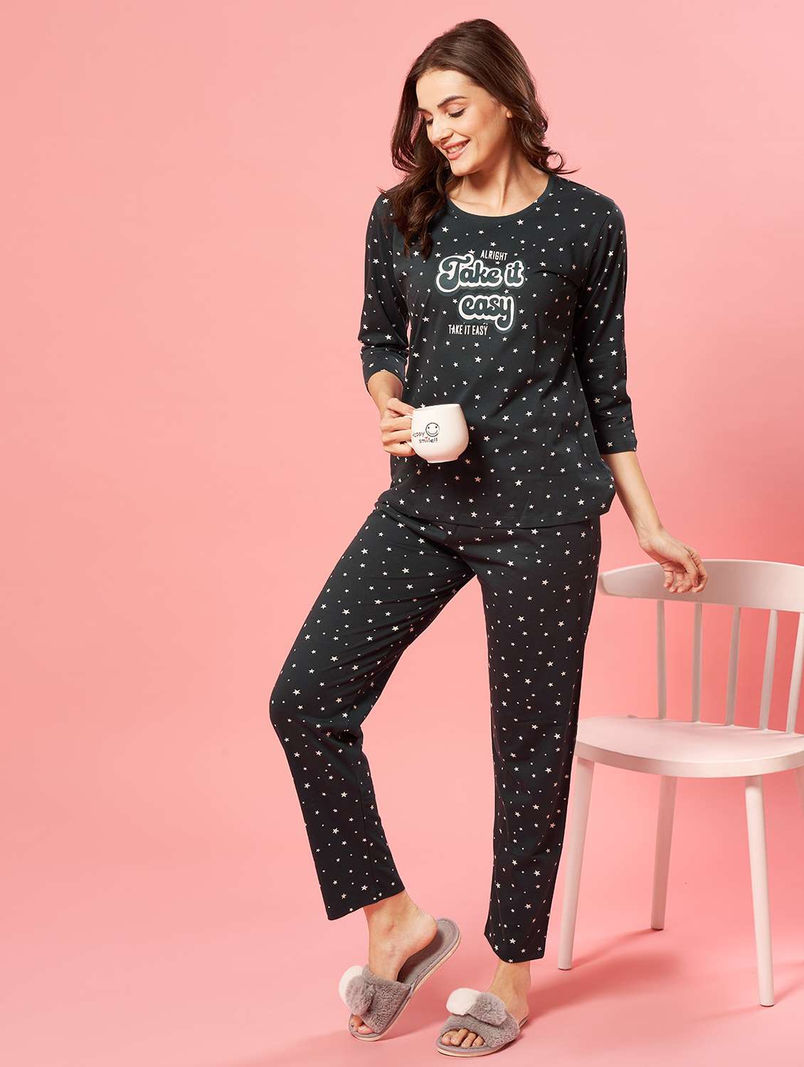 women printed nightwear pyjama set - 21915609 -  Standard Image - 2