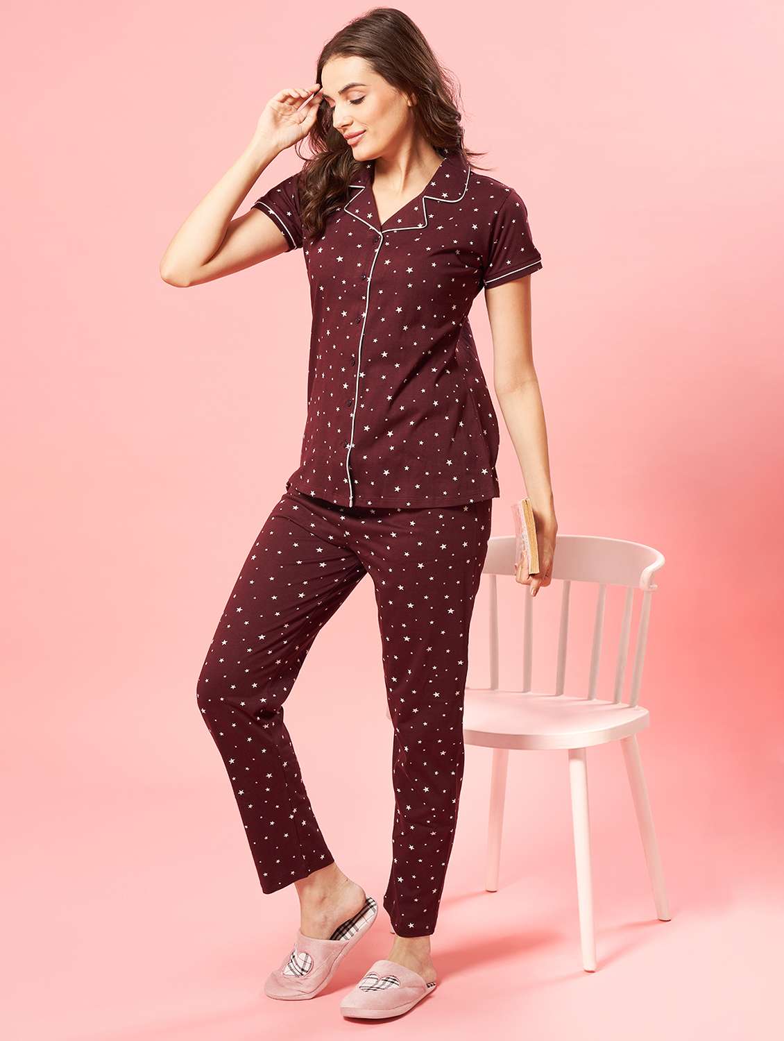 women printed nightwear pyjama set - 21915614 -  Standard Image - 2