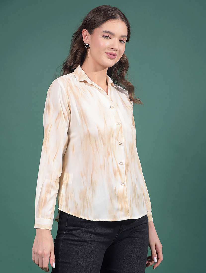 women tie & dye collared long sleeves shirt - 21916047 -  Standard Image - 2