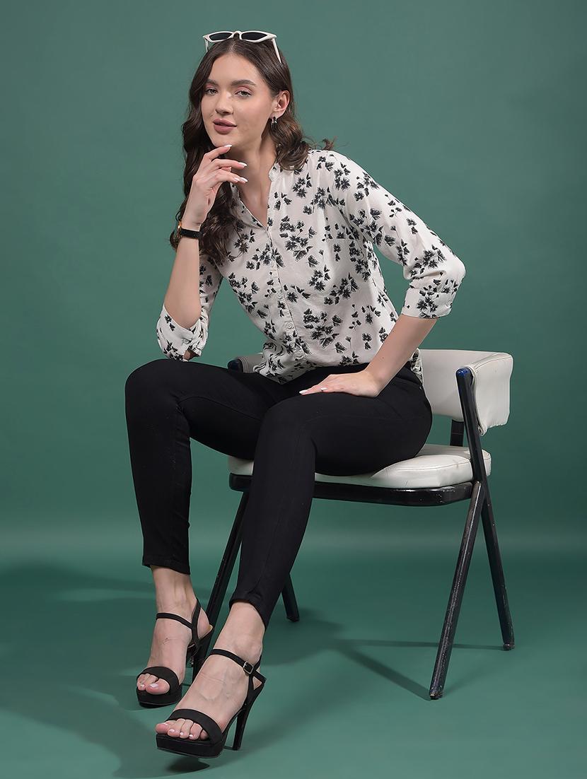 women printed three quarter sleeves shirt - 21916049 - Standard Image - 2