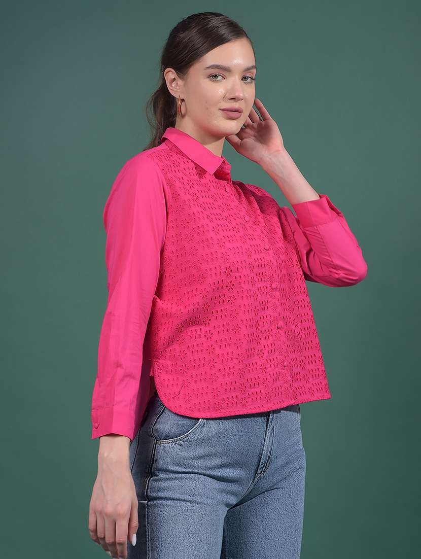 women solid collared long sleeves shirt - 21916057 - Standard Image - 2