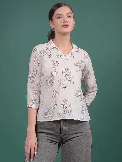 women printed collared regular top - 21916076 - Standard Image - 0