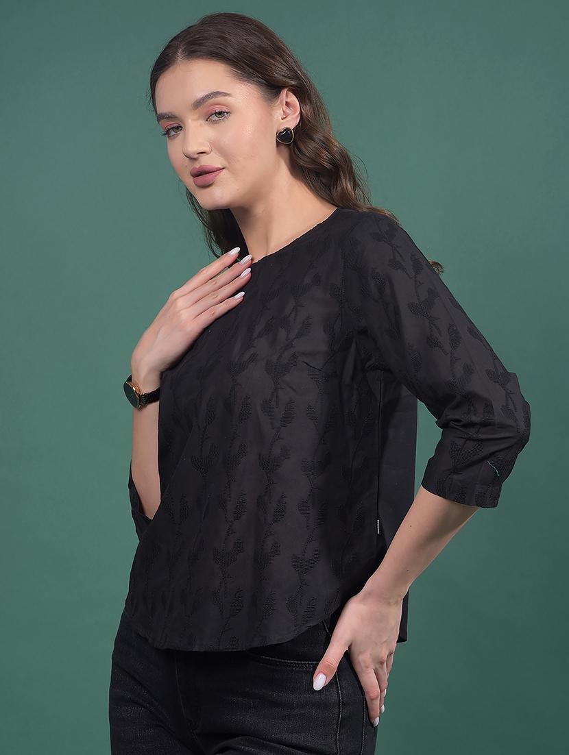 women embroidered round neck regular top - 21916079 - Standard Image - 2
