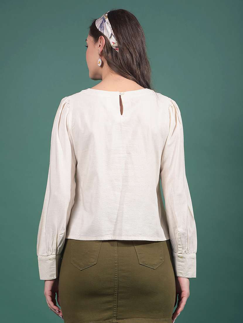 women embroidered round neck regular top - 21916087 - Standard Image - 2
