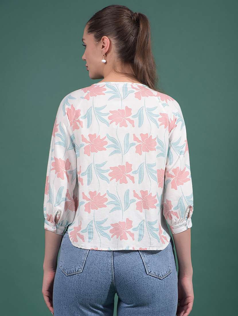 women floral printed tie-up neck regular top - 21916090 -  Standard Image - 2