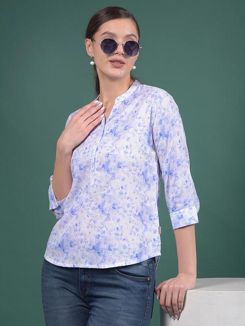 women printed mandarin neck regular top - 21916092 -  Standard Image - 0