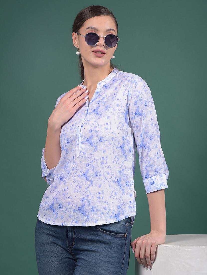 women printed mandarin neck regular top - 21916092 -  Zoom Image - 0
