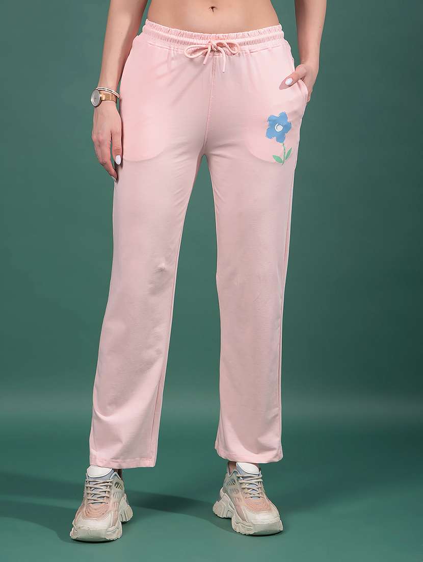 women solid mid rise track pant