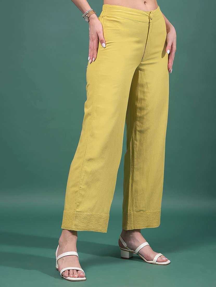 women solid mid rise wide leg trouser - 21916099 -  Standard Image - 2