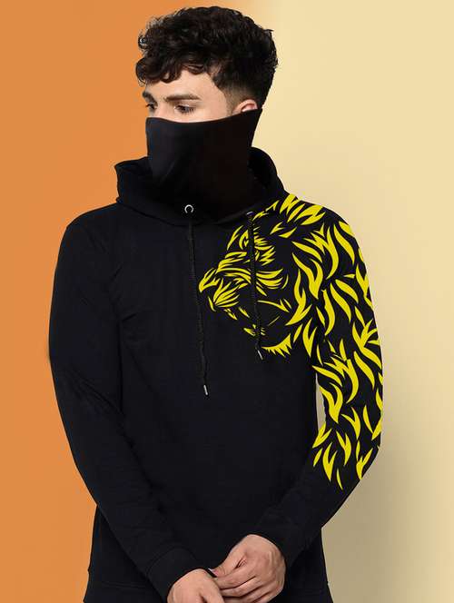 men printed hooded long sleeves mask t-shirt - 21916152 -  Standard Image - 0