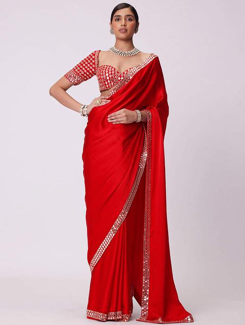 women solid with bordered saree with blouse - 21916173 - Standard Image - 0