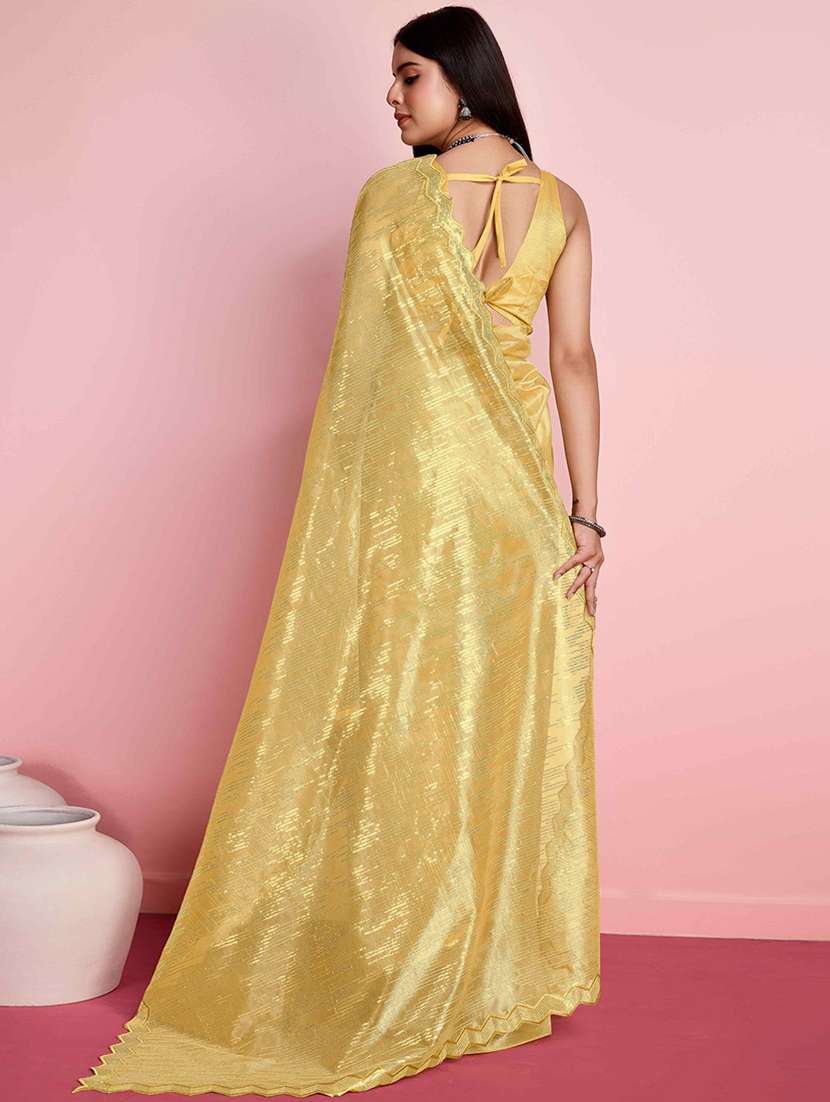 women solid with work embellished saree with blouse - 21916221 - Standard Image - 2