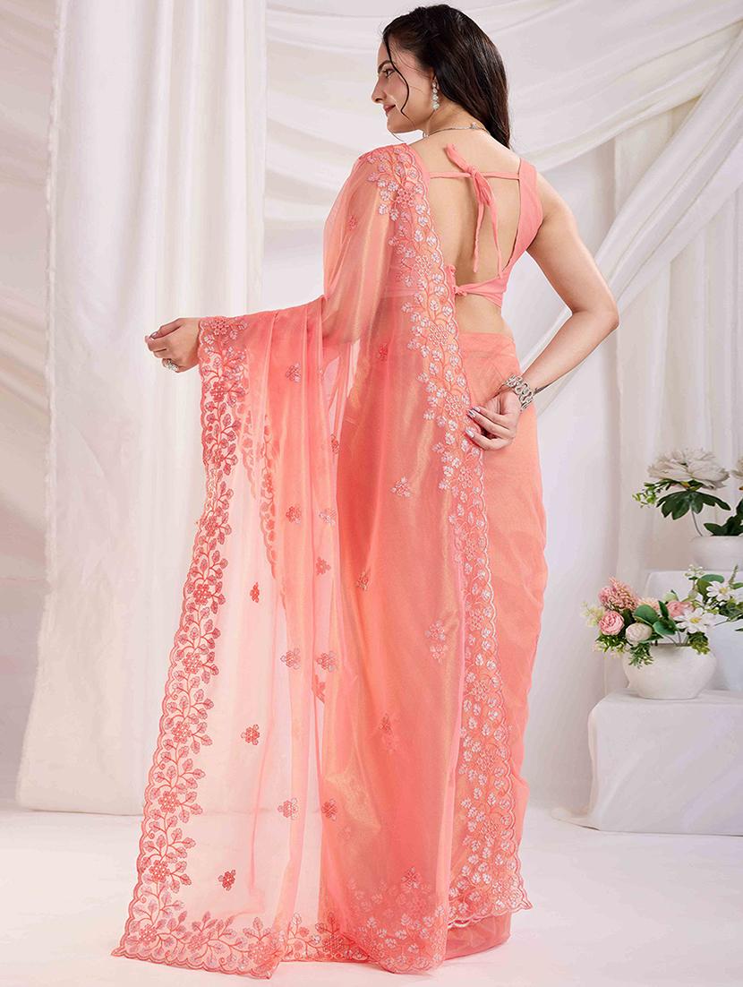women solid with work embroidered saree with blouse - 21916223 -  Standard Image - 2