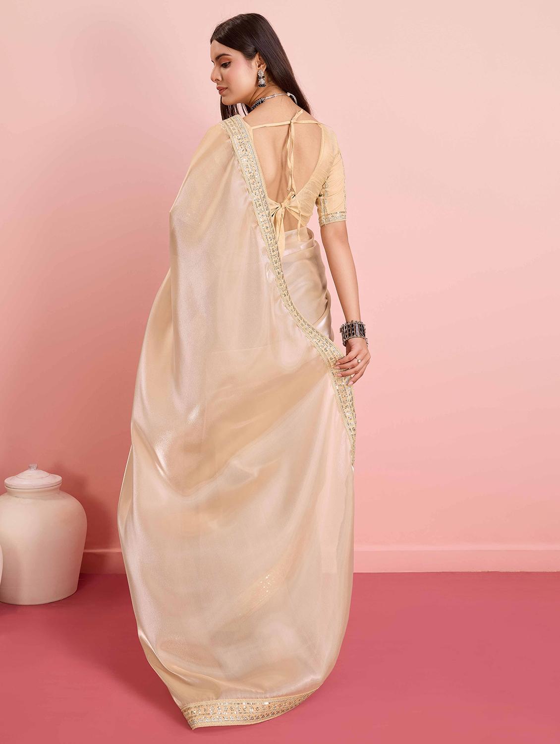 women solid with bordered saree with blouse - 21916244 - Standard Image - 2