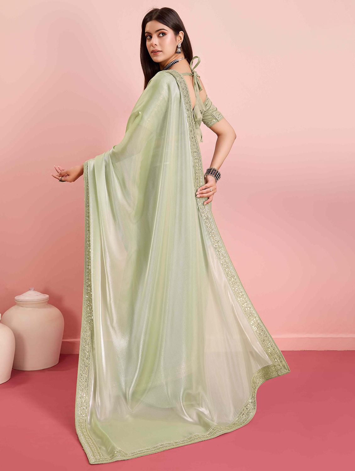 women solid with bordered saree with blouse - 21916246 - Standard Image - 2