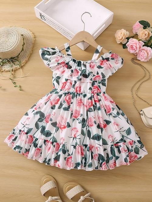 girls floral printed square neck frock - 21916300 - Standard Image - 0