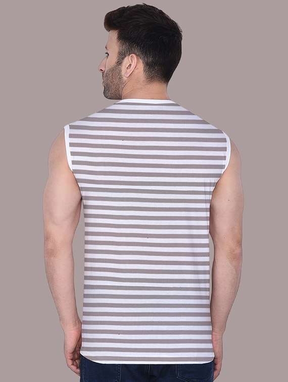 men striped sleeveless regular fit t-shirt - 21916332 -  Standard Image - 2