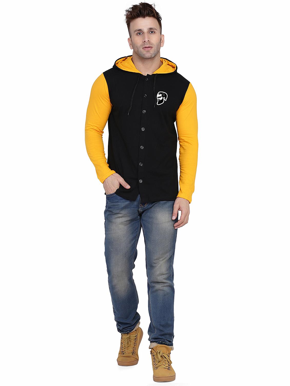 men color block long sleeve slim fit hooded shirt - 21916347 - Standard Image - 2