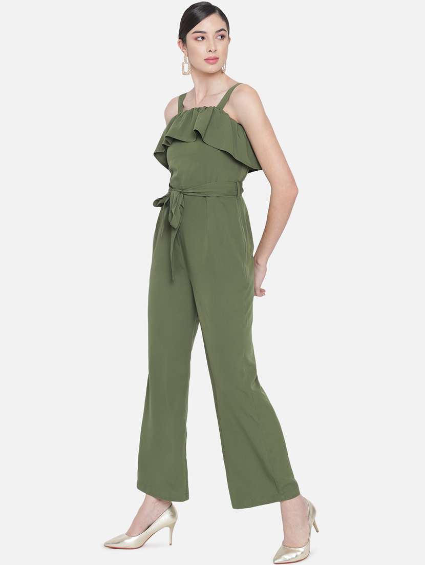 women solid shoulder strap full length jumpsuit - 21916429 - Standard Image - 2