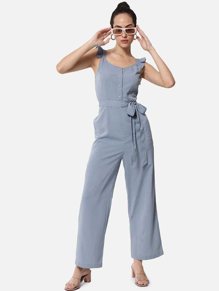 women solid sleeveless full length jumpsuit